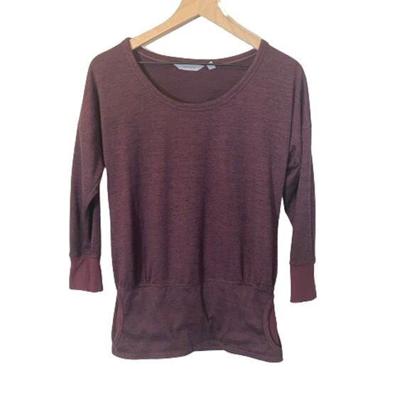 Athleta Robin Sweatshirt Maroon Burgundy Waistband Pocket Sweater Sz XS - Picture 1 of 10